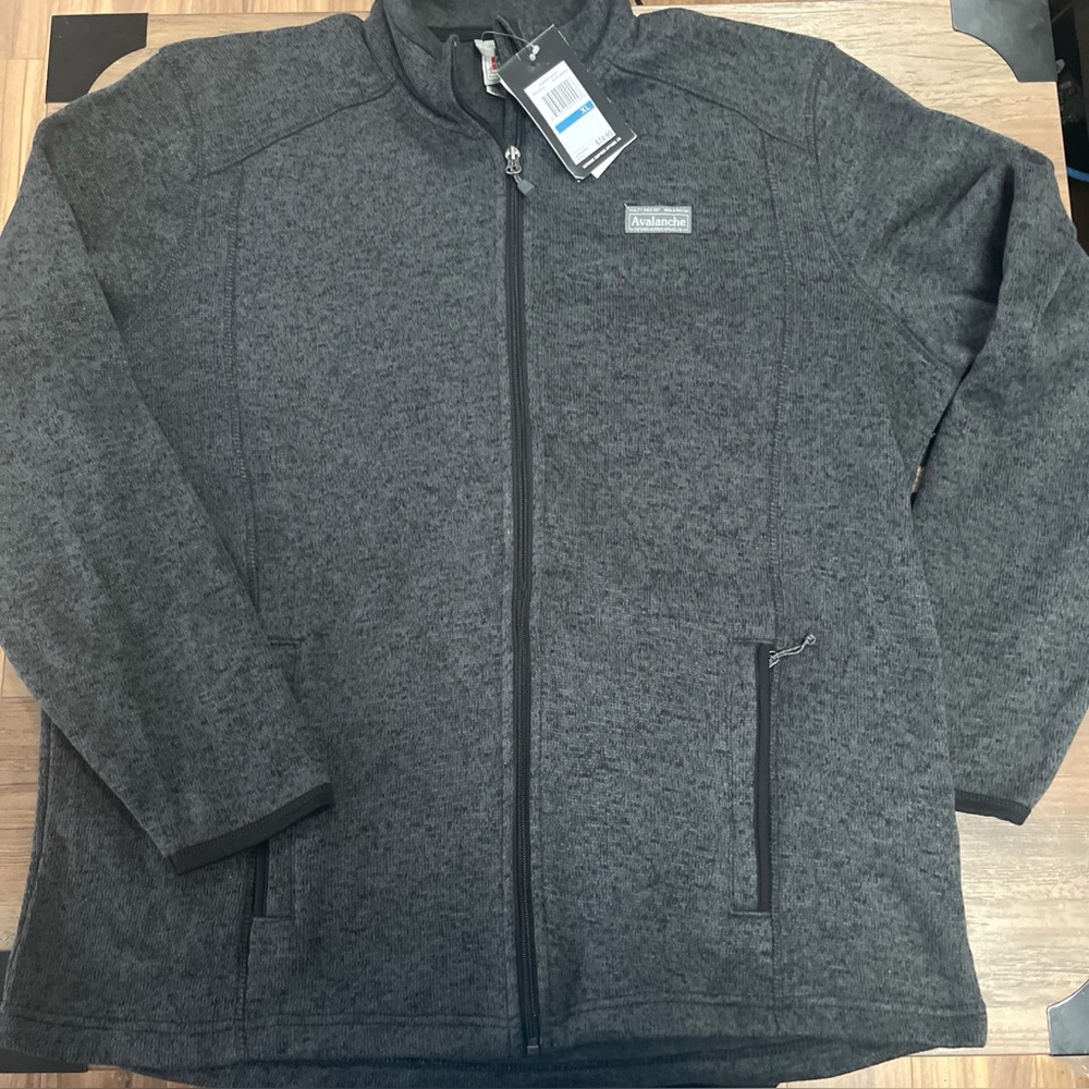 NWT Mens Avalanche Outdoor Fleece Elements Jacket Gray Full Zip Up XL Mid-Layers